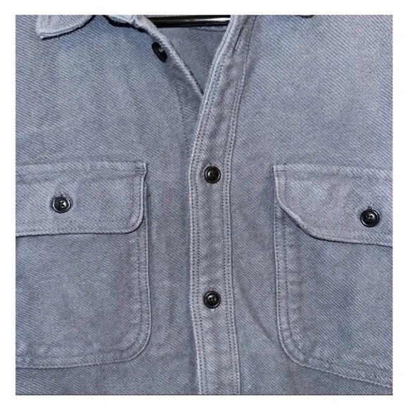 Everlane Men's L Heavyweight Overshirt Shacket Slate Blue Long Sleeve Button Up - Picture 4 of 8